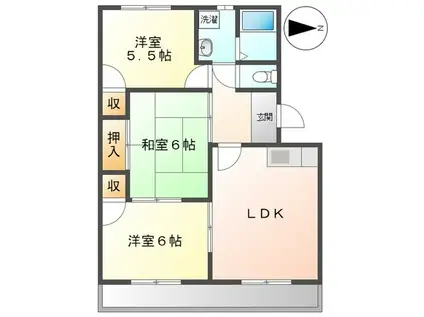 サングリーン西添(3LDK/3階)の間取り写真