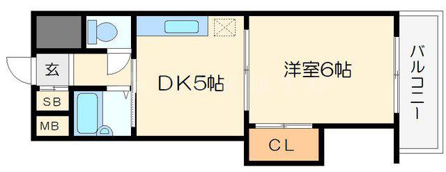 上新庄グランドハイツ北(1DK/8階)の間取り写真