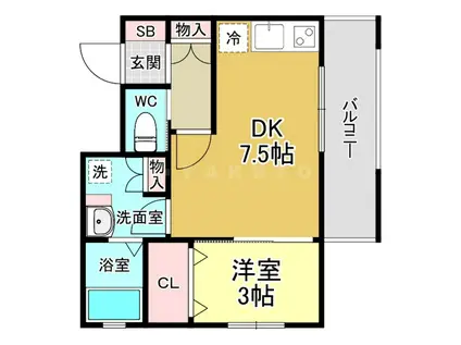 ルビアス柴島(1DK/2階)の間取り写真