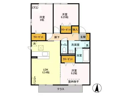 ベルグⅡA(3LDK/1階)の間取り写真