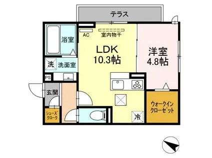 フィーミュール(1LDK/2階)の間取り写真