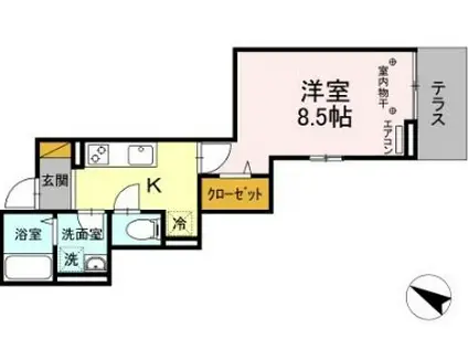 ミーツⅢ(1K/3階)の間取り写真