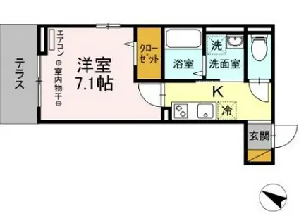 ミーツⅢ(1K/3階)の間取り写真