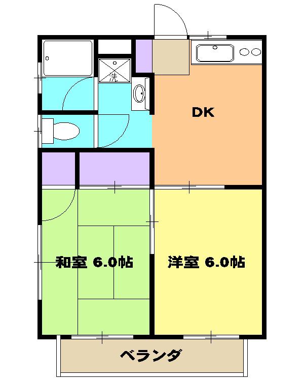 グリーンハイムナカA(2DK/2階)の間取り写真