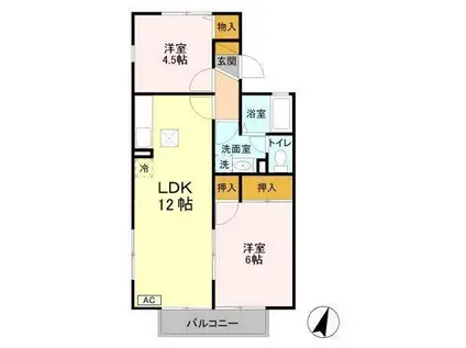 アリュールB(2LDK/1階)の間取り写真