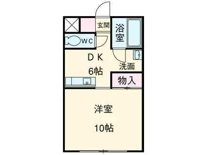 アバンダント初生(1DK/2階)の間取り写真