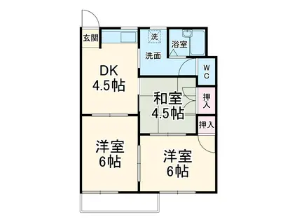 エバーグリーン(3DK/2階)の間取り写真