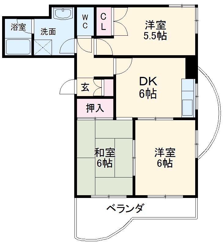 MHビル(3DK/3階)の間取り写真