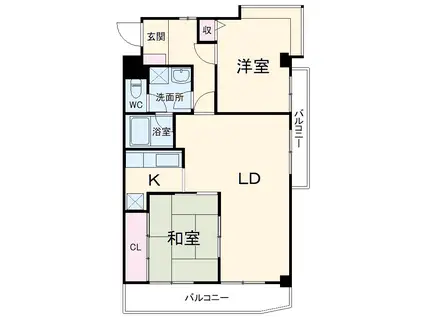 サンハウス野並(2LDK/3階)の間取り写真