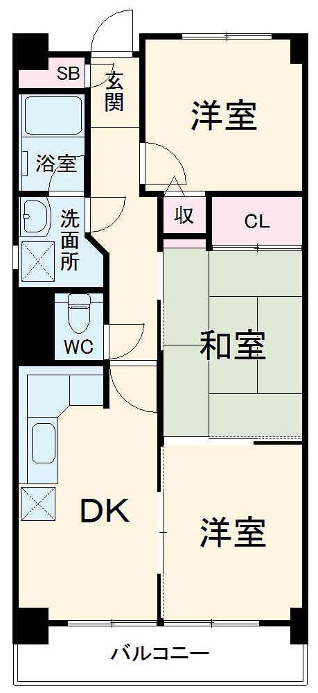サンハウス野並(3LDK/4階)の間取り写真