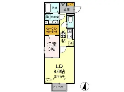 グレンディール(1LDK/1階)の間取り写真