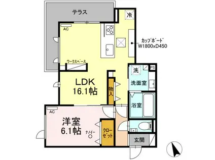 グランヴェール柱(1LDK/3階)の間取り写真