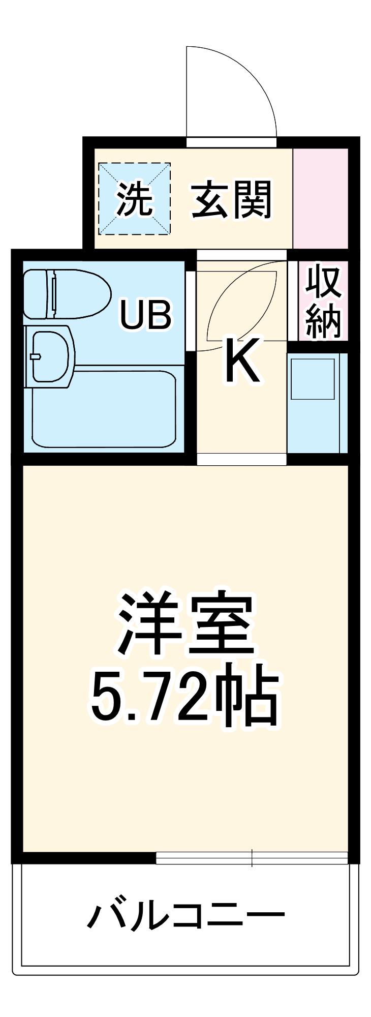 サンライズ市川(ワンルーム/2階)の間取り写真