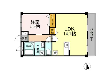 ラビアン・ローゼ(1LDK/2階)の間取り写真