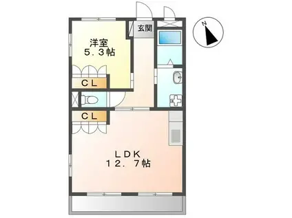 マーガレット ガーデンⅡ(1LDK/2階)の間取り写真
