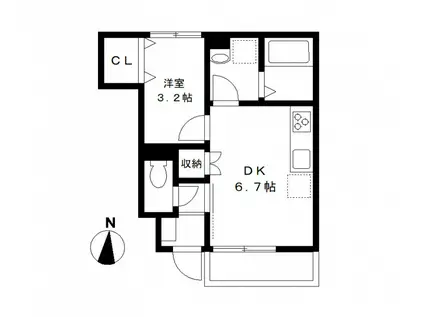 フェリシティ(1SK/1階)の間取り写真