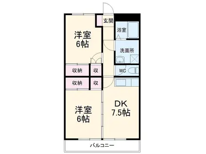 ノースハウス(2DK/2階)の間取り写真