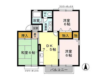 カサベルデA・B・C(3DK/1階)の間取り写真