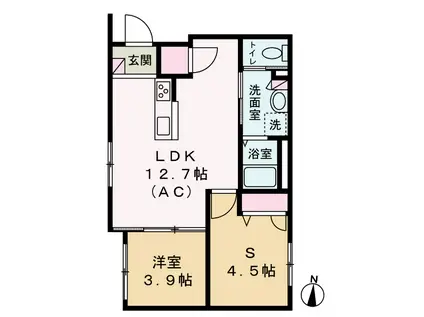 プチヴェール(1SLDK/1階)の間取り写真