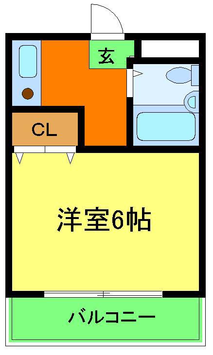 ボヌール伯太(1K/2階)の間取り写真