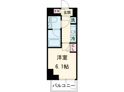 SHOKEN RESIDENCEお花茶屋(1K/11階)の間取り写真