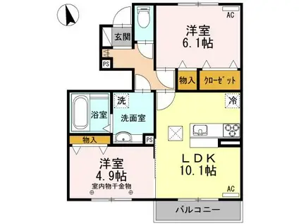 マシェリS Ⅱ(2LDK/1階)の間取り写真