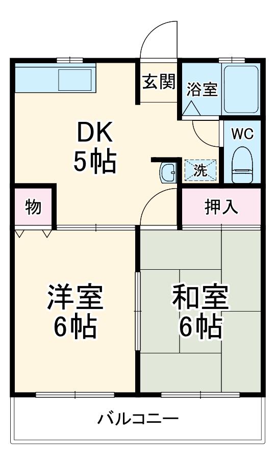 シロソハイツ(2DK/2階)の間取り写真
