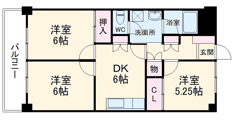 サントミグランドールマンション(3DK/3階)の間取り写真