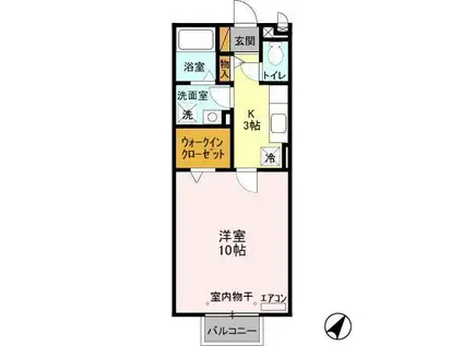 スプリング・S(1K/2階)の間取り写真