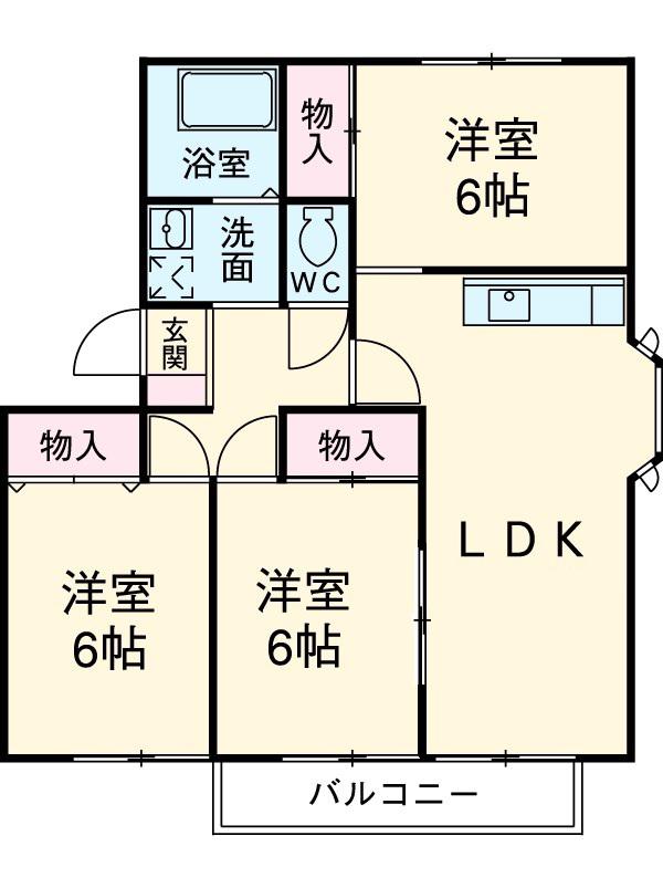 ハートホーム山本(3LDK/3階)の間取り写真