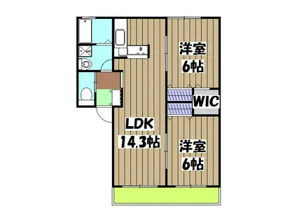 ベルク・フェルトA(2LDK/2階)の間取り写真