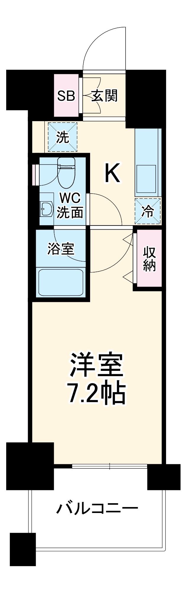 クレストフォルム大阪天満橋(1K/14階)の間取り写真