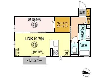 D-ROOM深谷津(1LDK/2階)の間取り写真