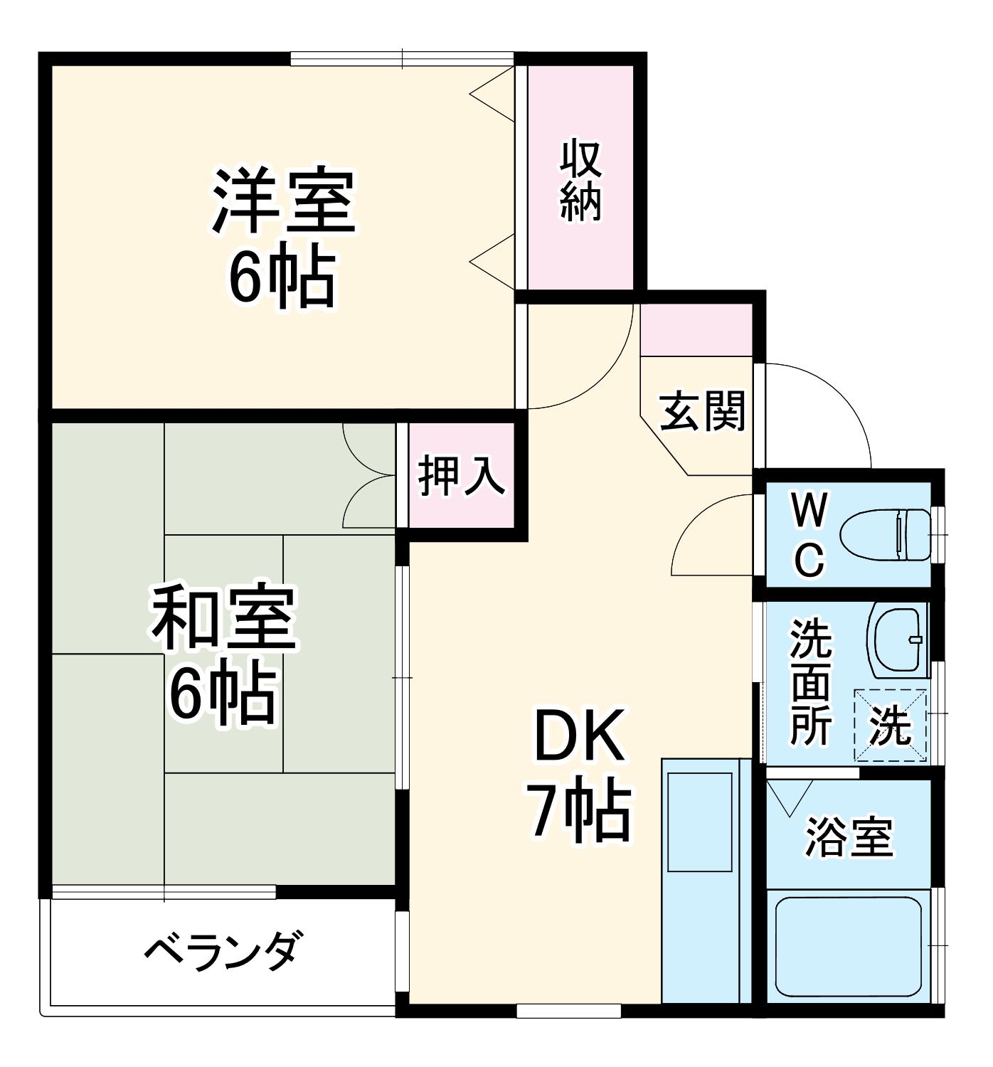 グレイスホーム(2DK/2階)の間取り写真