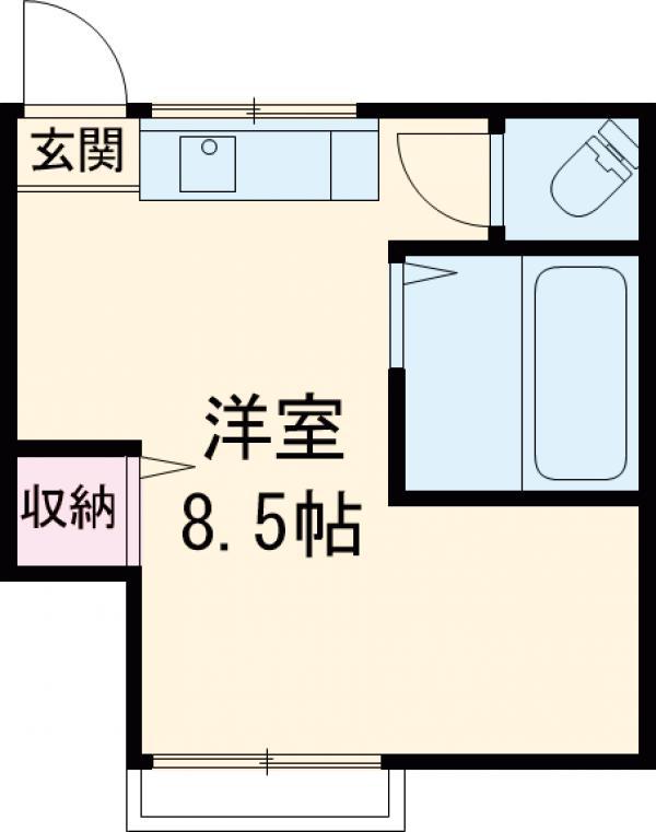 永田荘(ワンルーム/2階)の間取り写真