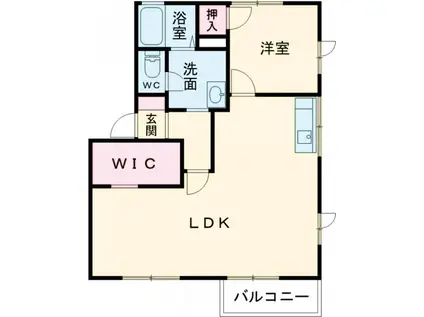 プランドールB(1LDK/2階)の間取り写真