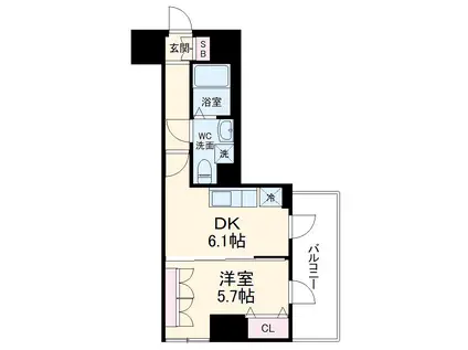 リヴシティ横濱新川町弐番館(1DK/7階)の間取り写真