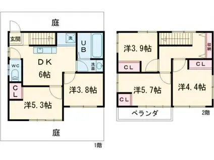 西武池袋・豊島線 中村橋駅 徒歩11分 2階建 築59年(5DK)の間取り写真
