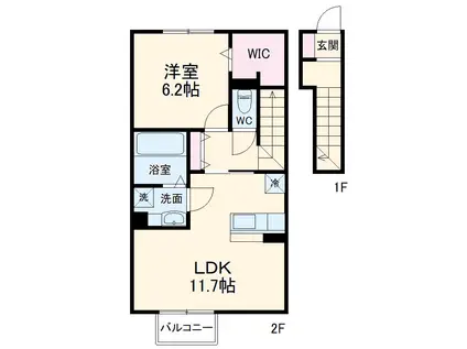 プランドール鳴尾(1LDK/2階)の間取り写真