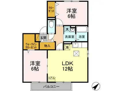 リシアンサスガーデンD棟(2LDK/1階)の間取り写真