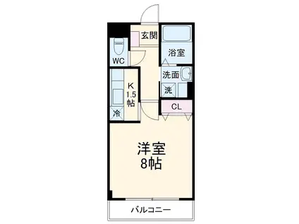 ラ・カーサベルデ(1K/3階)の間取り写真