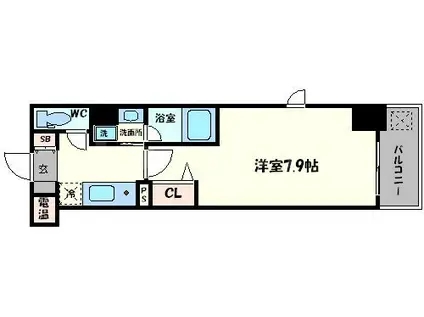 クローバー・ビュー上本町(1K/13階)の間取り写真