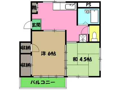 椚田コーポ(2K/1階)の間取り写真