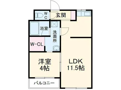 VILLA COCOON 上島(1LDK/3階)の間取り写真