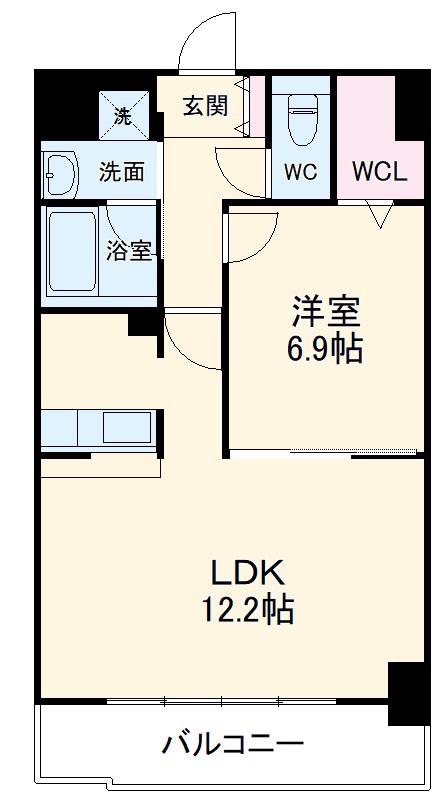 リバーコート砂田橋Ⅱ(1LDK/13階)の間取り写真