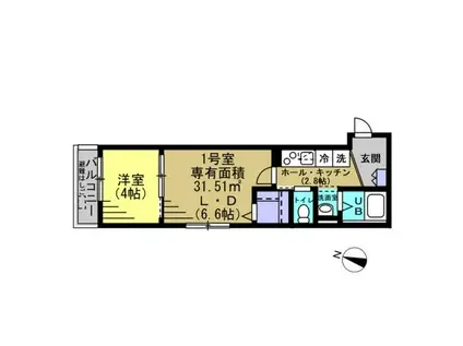 グランダ千葉(2K/3階)の間取り写真