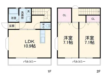クリーンメゾネットA・B(2LDK)の間取り写真