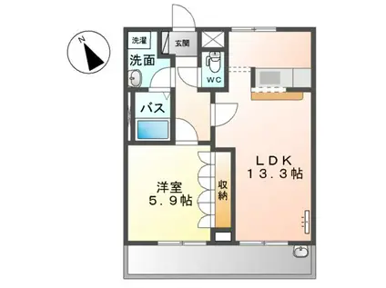 エレガンスⅡ(1LDK/2階)の間取り写真