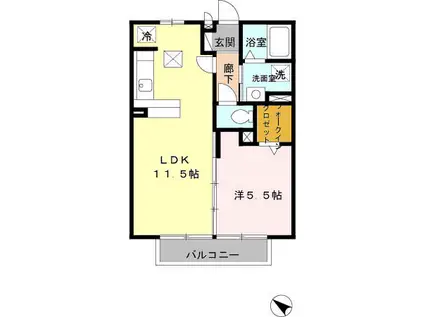 エバーグリーンガーデンB(1LDK/1階)の間取り写真