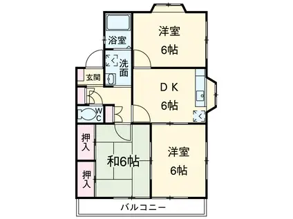 タウンサンロイヤル(3DK/2階)の間取り写真